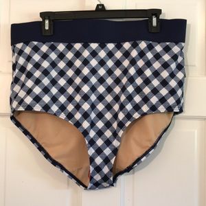 Cacique Swim Bottoms Gingham Plaid Blue and White